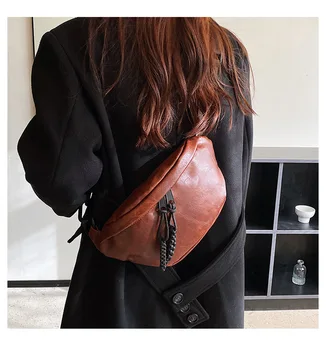Чанта за равиоли с едно рамо, Женски дизайн, Плиссированный диагонал раница във формата на полумесец