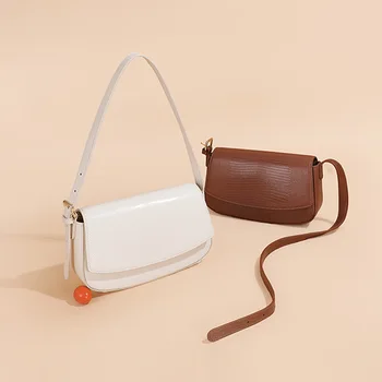 Чанта на едно рамо с шарени гущери, женствена чанта от естествена кожа, малка квадратна модна дизайнерска чанта на подмишниците, универсална за пътуване до работа