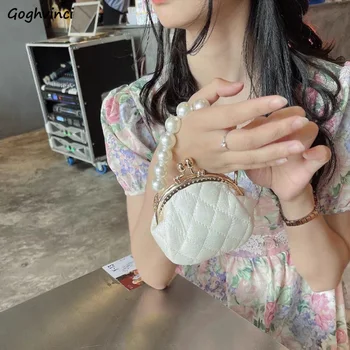 Чанта през рамо, женски мини дамски чанти, изкуствена кожа във формата на миди, перлени верижки, чанта, Модерен дизайн за сладки момичета, Корейски шик марка Ins