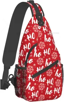 Червени коледни отличителни чанти Hohoho, Коледна чанта-прашка през рамо, походный раница, всекидневни раница на рамото за жени и мъже