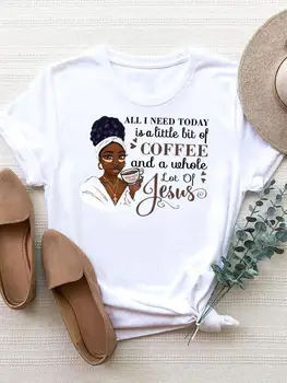 Черни жените Обичат кафе, тренд 90-те години, модна тениска с къс ръкав и принтом, облекло, тениски, топ, основни тениски с графичен дизайн