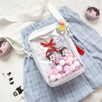 Японската прозрачна Малка Квадратна чанта от болка Диагонално чанта Ita в едно рамо Преносима холщовая детска чанта Неофициално модна чанта