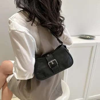 Дамски чанта под мишниците, модерен готически чанта във формата на полумесец, однотонная чанта за една дама-момиче, благородна голяма чанта за подарък за рожден ден